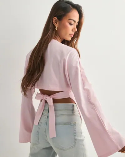 Nelly Rosa Open Back Tie LS Top