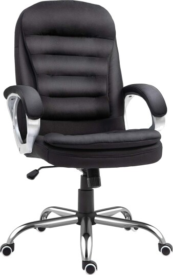Ergonomisk skrivebordsstol Svart lin med vippefunksjon