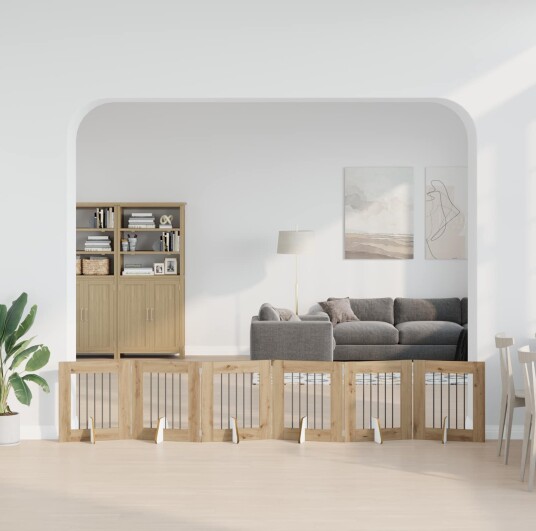 Vidaxl Foldbar Hundegitter Med Stativer 6 Stk. Artisan Eik 362 cm