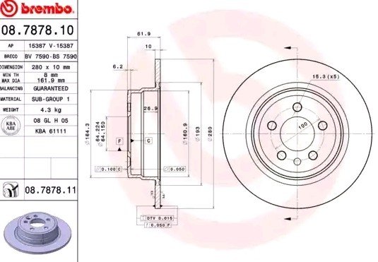Bremseskive BREMBO 08.7878.11