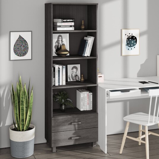 vidaXL Highboard lysegrå 60x35x180 cm heltre furu vidaXL Highboard lysegrå 60x35x180 cm heltre furu