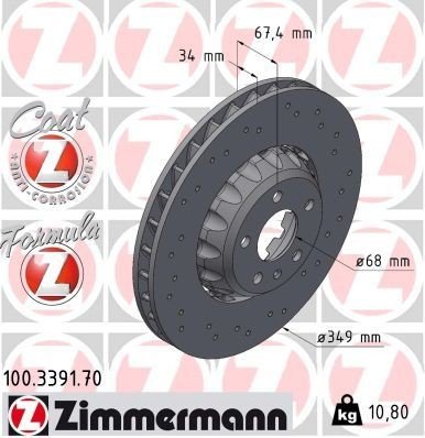 Bremseskive ZIMMERMANN 100.3391.70