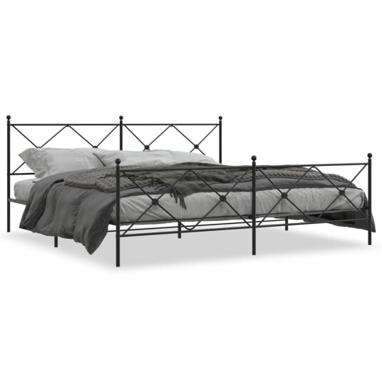  Sengeramme i metall med hode- og fotgavl svart 193x203 cm 8721012374102
