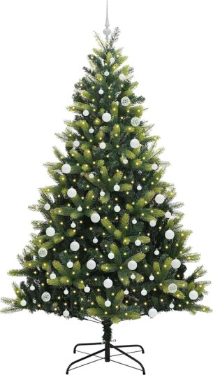  Kunstig leddet juletre med 300 LED lamper grønn 210 cm