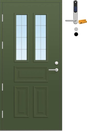 Ytterdør Bygg1 Fjord 04 Slipt Glass med Yale Doorman Classic Home