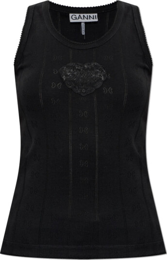 Ganni Dame Topper Svart XS,