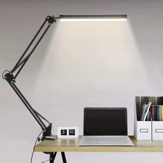 Fleksibel skrivebordslampe med klemme og fot - USB