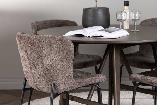 Venture Design Kaseindon & Modesto spisegruppe Mørkegrå/mørkebrun 4 stoler & bord 100 cm