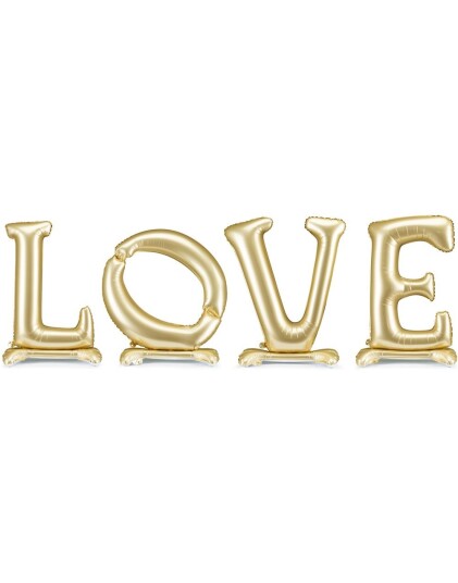 Love STOR Stående Gullfargetfarget Folieballong 350x114 cm