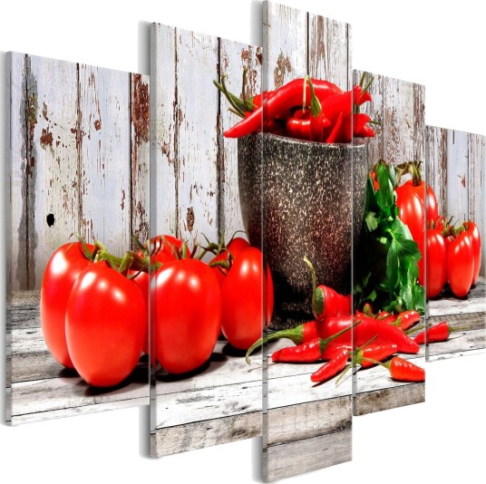 Bilde Red Vegetables 5 Parts Wood Wide 200x100 Artgeist sp. z o. o.