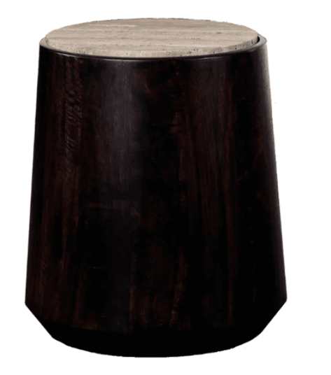 Trend Collection Iowa Sofabord Travertin Ø45 x H50 cm – Valnøttfarget Base