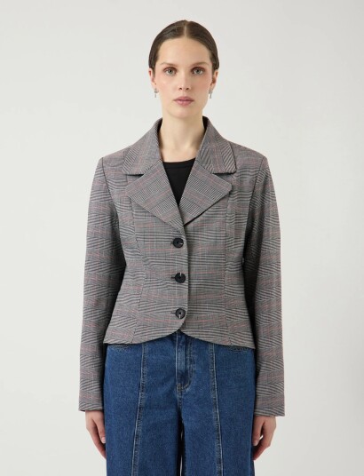 YAS Yasthela Ls Checked Jacket   Ex   Black   38