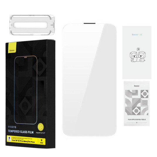 Baseus Tempered Glass 0.4mm Iphone 13 Pro Max/14 Plus + cleaning kit Baseus Tempered Glass 0.4mm Iphone 13 Pro Max/14 Plus + cleaning kit
