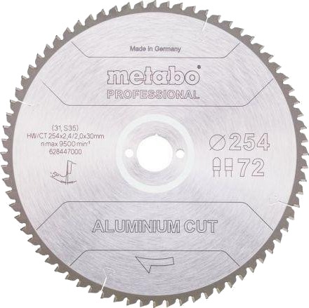 Metabo 254mm Sirkelsagblad for Aluminium - 72 Tenner Metabo 254mm Sirkelsagblad for Aluminium - 72 Tenner