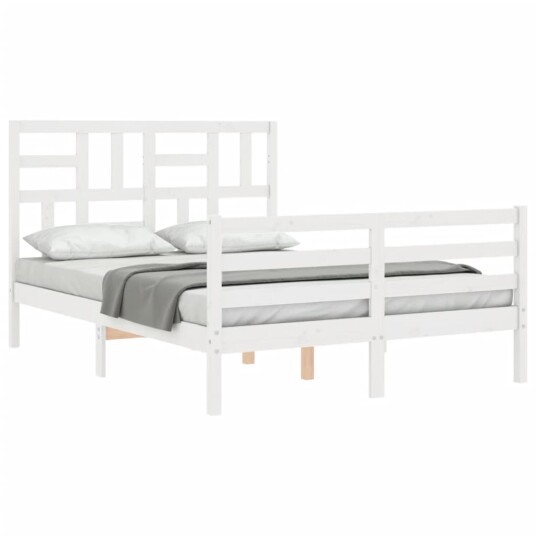 Sengeramme med hodegavl hvit 120x200 cm heltre 3194892
