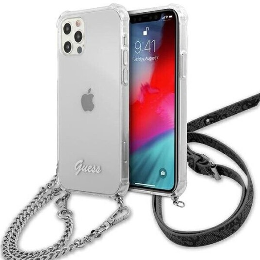 Guess Guhcp12mkc4gssi Iphone 12/12 Pro 6,1" Transparent Hardcase 4G Silver Chain