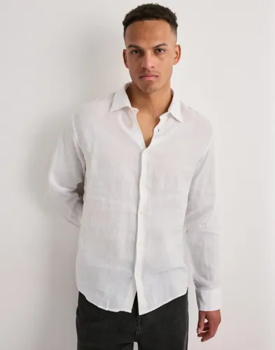 Selected Men Slhregkylian Linen Shirt Ls Classic Linskjorter Hvit