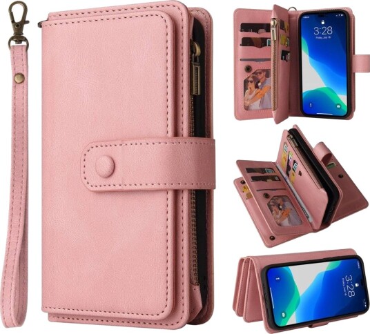 Trolsk Lommebokdeksel for 15 Kort (iPhone 14 Pro) Rosa