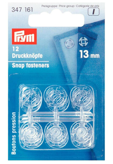 Trykknapper til å sy på 12 stk x 13 mm plastik