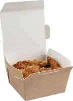 Takeaway Æske 430 Ml 101/85X101/85X50 Mm Frys/Ovn Karton Med Pet Brun/Hvid,500 Stk/Krt