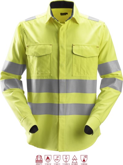 Snickers Workwear 8565 ProtecWork Sveiseskjorte varsel gul S Klær Snickers Workwear 8565 ProtecWork Sveiseskjorte varsel gul S Klær