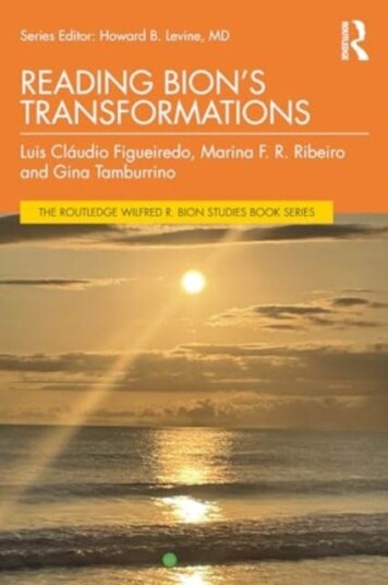 Reading Bion’s Transformations Reading Bion’s Transformations