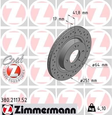 Bremseskive ZIMMERMANN 380.2117.52
