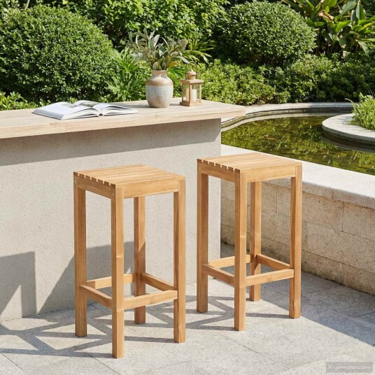 vidaXL Barstol 2 stk. Naturlig Massivt Teaktre