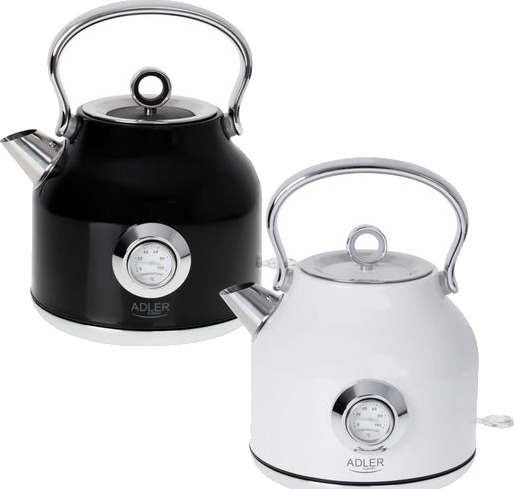 Adler Termometer Vannkoker 1,7L 2200W Rustfritt Stål Hvit