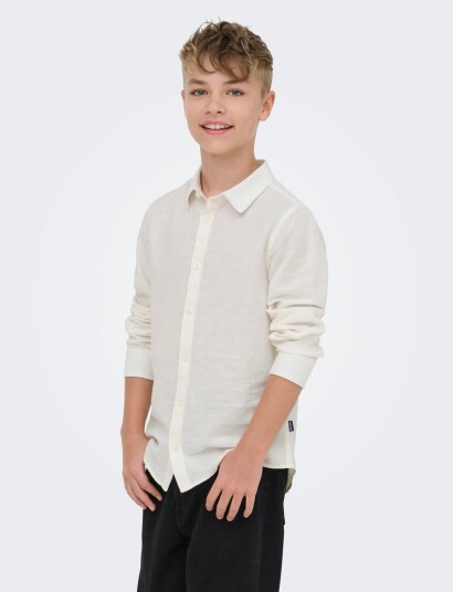 ONLY & SONS Osjcaiden Life Ls Linen Shirt Wn Noos Cream 152