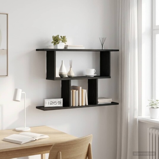vidaXL Vegghylle Svart eik 80 x 15 x 50,5 cm Konstruert tre