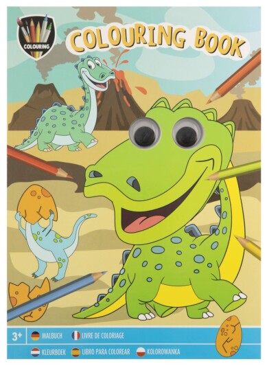 Moxy Colouring Book Wobbly Eyes Dino