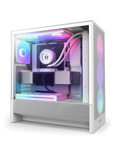 NZXT H5 Flow RGB Midi Tower Kabinett med Herdet Glass Hvit