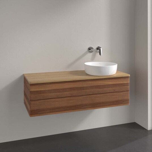 Villeroy & Boch Antao Servantskap med 2 skuffer 120x50x36 cm m/lys Valnøtt/Eik Villeroy & Boch Antao Servantskap med 2 skuffer 120x50x36 cm m/lys Valnøtt/Eik