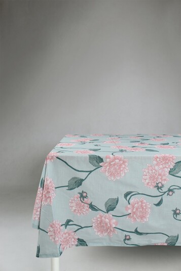 Dukar   Bomullsduk Alyssa grønn/rosa Størrelse: 140 x 250 cm
