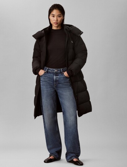 Calvin Klein Jeans Matte Mw Long Puffer Black M