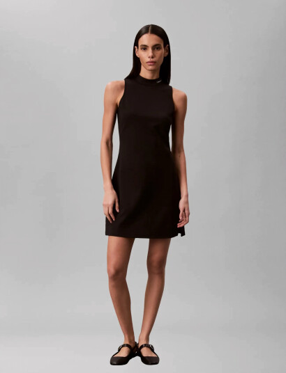 Calvin Klein Jeans Sl Interlock Mock Nk Mini Dress Black XS Calvin Klein Jeans Sl Interlock Mock Nk Mini Dress Black XS