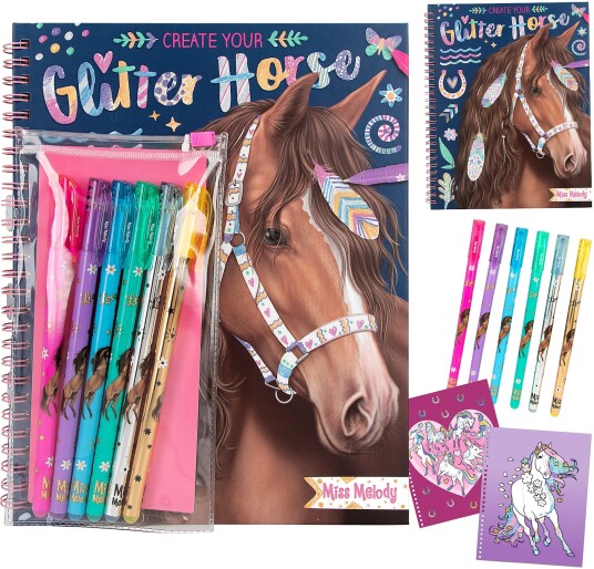 Miss Melody Fargeleggingsbok med Glitterpenner Miss Melody Fargeleggingsbok med Glitterpenner