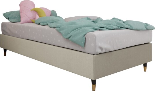 Adeliza Rammeseng 90x200 cm Fløyel/Beige/Tre/Metall Adeliza Rammeseng 90x200 cm Fløyel/Beige/Tre/Metall