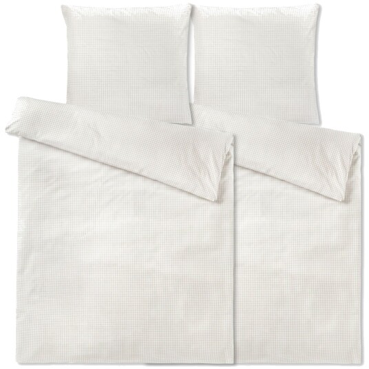 PULSIVA Sengetøy sett Riva Percale med rutemønster; 135x200 cm BxL 80x80 cm LxB; Beige; 2 Sett / Forpakning