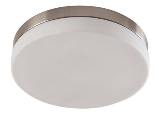 Lindby Hvit taklampe Amilia med ramme i nikkel, IP44 Lindby Hvit taklampe Amilia med ramme i nikkel, IP44