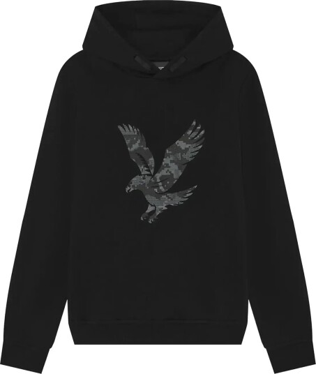 Lyle & Scott Pixelated Eagle Print Hoodie Black 140 146