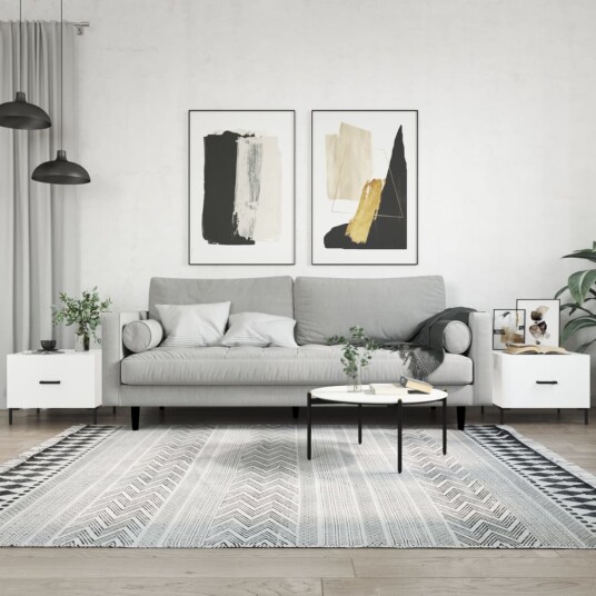  Salongbord 2 stk høyglans hvit 50x50x40 cm konstruert tre 8720845428624