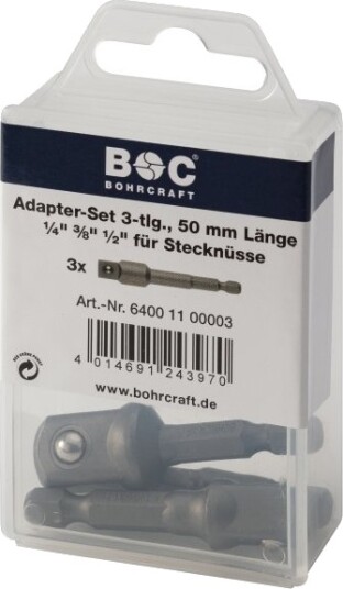 Bohrcraft Bits Adaptersæt 1/4, 3/8, 1/2