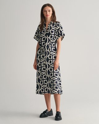 Kortermet kaftan med monogramm?nster EVENING BLUE 42