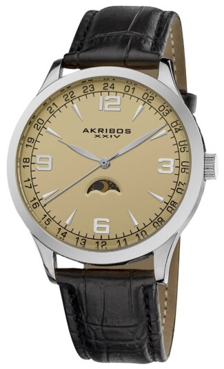 Akribos XXIV Herreklokke AK637SSW Retro Champagnefarget/Lær Ø40 mm Akribos XXIV Herreklokke AK637SSW Retro Champagnefarget/Lær Ø40 mm
