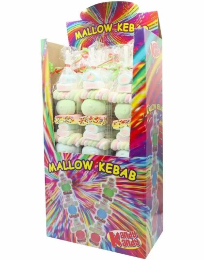 12 stk Mallow Kebabs   40 cm Stenger med Forskjellige Marshmallows   Hel Eske 1,2 kg
