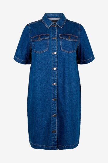 Zizzi Denimkjole jChar S/S Blå Zizzi Denimkjole jChar S/S Blå