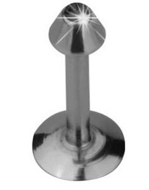 Labret Piercing med Spike Kule og Svart Sten Strl 1.2 x 10 mm med 3 mm kule