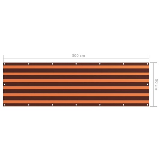 vidaXL Balkongskjerm oransje og brun 90x300 cm oxfordstoff